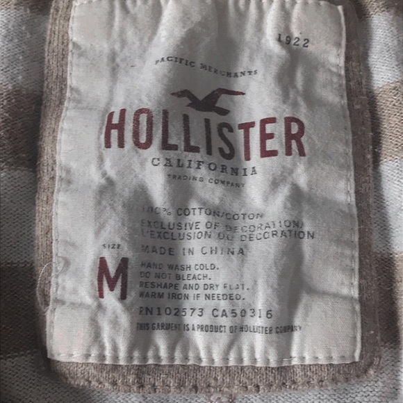 hollister brown and white striped button up top - Picture 2 of 4